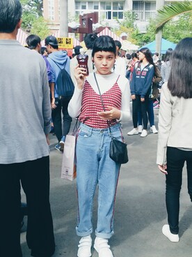 「planet（planet）のアイテム（パンツ）」を使った、Doris Chang さん（レディース・155cm）の冬コーディネート