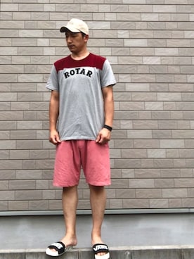 「ROTAR（ローター）のアイテム（帽子）」を使った、masappさん（メンズ・175cm）の夏コーディネート