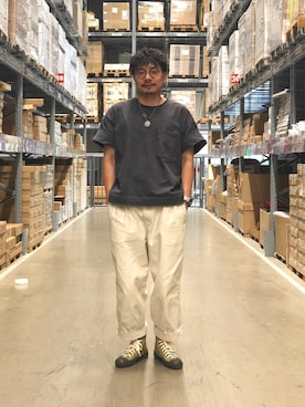 「BLUE BLUE（ブルーブルー）のアイテム（シューズ）」を使った、vistaleeさん（メンズ・173cm）の春コーディネート