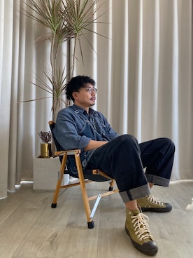 「BLUE BLUE（ブルーブルー）のアイテム（シューズ）」を使った、vistaleeさん（メンズ・173cm）の秋コーディネート