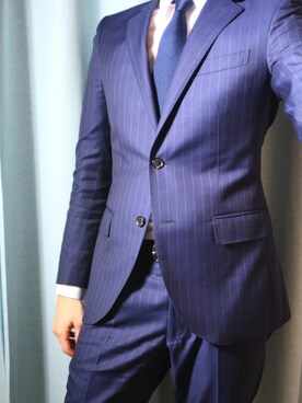 「スーツコーデ」｜「アイテム（セットアップ）」を使った、たかせんさん（メンズ・177cm）の冬コーディネート