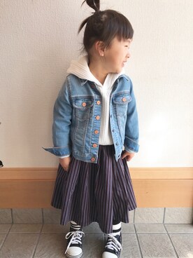 「BIG FIELD（ビッグフィールド）のアイテム（スカート）」を使った、ki☺︎hoさん（キッズ・90cm）の春コーディネート