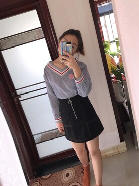 「cache cache（カシュ カシュ）のアイテム（スカート）」を使った、小么丫小太阳さん（レディース・160cm）の冬コーディネート