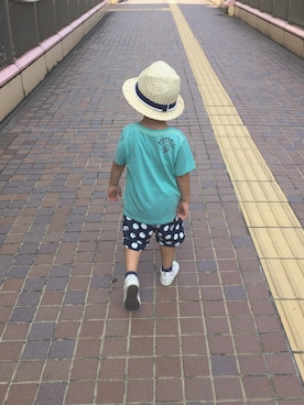 「Moujonjon（ムージョンジョン）のアイテム（帽子）」を使った、KEN太さん（キッズ・90cm）の夏コーディネート