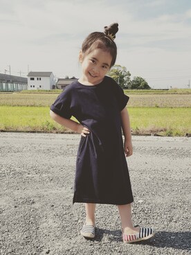 「アイテム（スリッポン、ブルー系）」を使った、SYUさん（キッズ・100cm）の春コーディネート