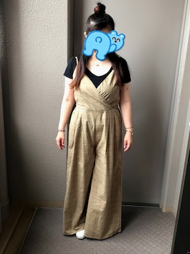 「アイテム（つなぎ/オールインワン、ベージュ系）」を使った、loveラブ（ラブたん）さん（レディース・152cm）の夏コーディネート