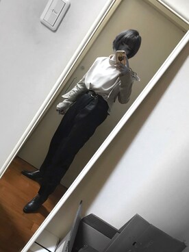 「MELROSE claire（メルローズ クレール）のアイテム（ジャケット/アウター、シルバー系）」を使った、KANOさん（レディース・164cm）の春コーディネート