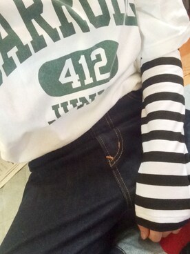 「Champion（チャンピオン）のアイテム（Tシャツ/カットソー、ホワイト系）」を使った、marukoさん（レディース・161cm）の春コーディネート