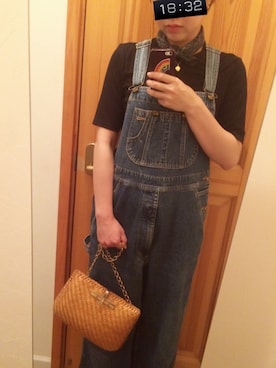 「H&M（エイチ・アンド・エム）のアイテム（Tシャツ/カットソー、ブラック系）」を使った、marukoさん（レディース・161cm）の春コーディネート