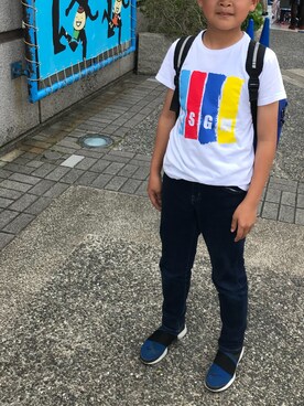 「MSGM（エムエスジーエム）のアイテム（トップス）」を使った、A YOOさん（キッズ・150cm）の春コーディネート