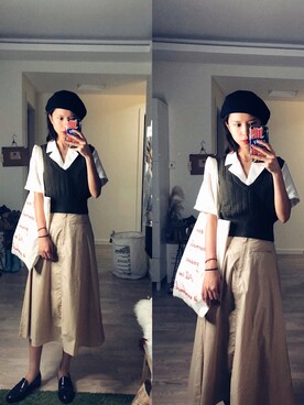 「GINGER ALE（ジンジャーエール）のアイテム」を使った、yezhi🥥さん（レディース・167cm）の秋コーディネート