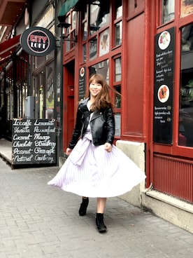 「MOUSSY（マウジー）のアイテム（ライダースジャケット）」を使った、AI♡AIさん（レディース・160cm）の夏コーディネート