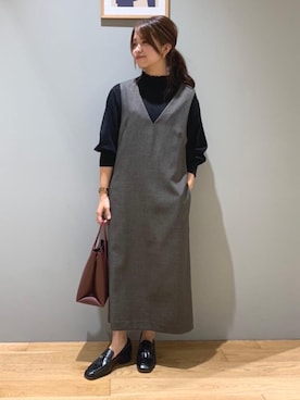 「ニット/セーター」｜「アイテム（ジャンパースカート）」を使った、matsumoto_aさん（レディース・148cm）の秋コーディネート