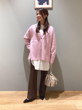 「ブラウンパンツ」｜「アイテム（パンプス）」を使った、matsumoto_aさん（レディース・148cm）の冬コーディネート