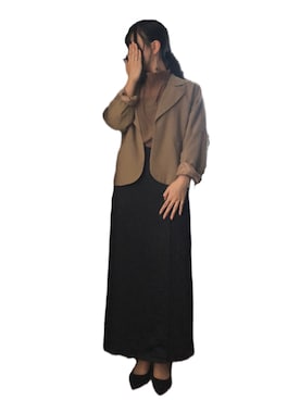 「透けトップス」｜「アイテム（ジャケット/アウター）」を使った、なるさん（レディース・158cm）の冬コーディネート