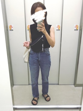 「ハイウエストストレートジーンズ」｜Midoriiさん（レディース・164cm）の夏コーディネート