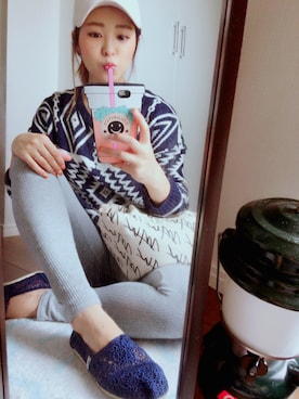 「アイテム（スリッポン、ブルー系）」を使った、say38さん（レディース・152cm）の春コーディネート