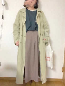 「Samansa Mos2 blue（サマンサモスモスブルー）のチェックフレアスカート（スカート、ブラウン系）」を使った、Eさん（レディース・167cm）の春コーディネート