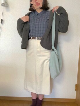 「SM2（エスエムツー）のアイテム（スカート、ホワイト系）」を使った、Eさん（レディース・167cm）の春コーディネート