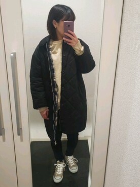 「Mila Owen（ミラオーウェン）のアイテム（ノーカラーコート）」を使った、sakkoさん（レディース・156cm）の冬コーディネート