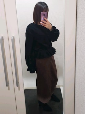 「茶色スカート」｜sakkoさん（レディース・156cm）の冬コーディネート