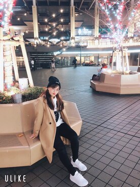 「stradivarius（ストラディバリウス）のアイテム（ピーコート）」を使った、MiNiさん（レディース・153cm）の冬コーディネート