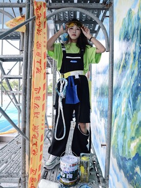 「アイテム（レッグウェア、グリーン系）」を使った、サニーさん（レディース・158cm）の秋コーディネート