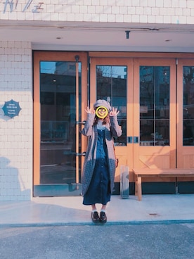 「OZOC（オゾック）のアイテム（チェスターコート）」を使った、kichiさん（レディース・154cm）の冬コーディネート
