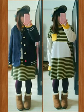 「NIRAME.CO（ニラメッコ）のアイテム（ワンピース/ドレス）」を使った、みはるさん（レディース・152cm）の冬コーディネート
