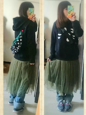 「bit blue（ビットブルー）のアイテム」を使った、みはるさん（レディース・152cm）の春コーディネート