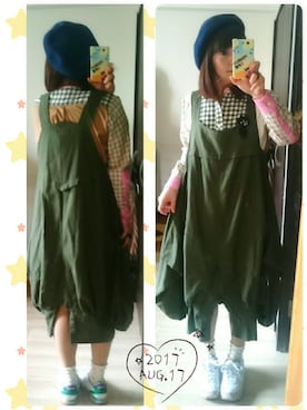 「にらめっこーで」｜「アイテム（オールインワン・サロペット）」を使った、みはるさん（レディース・152cm）の夏コーディネート
