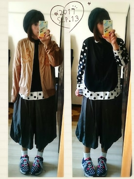 「にらめっこーで」｜「アイテム（ブルゾン）」を使った、みはるさん（レディース・152cm）の秋コーディネート