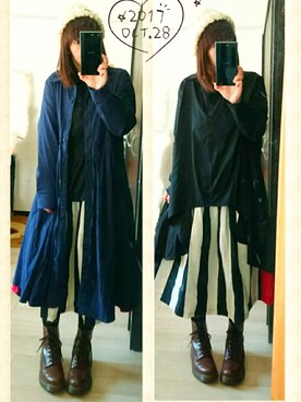 「NIRAME.CO（ニラメッコ）のアイテム（スカート）」を使った、みはるさん（レディース・152cm）の秋コーディネート