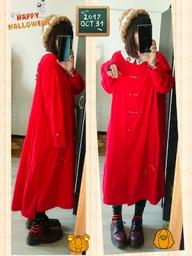 「wearhalloween2017」｜「アイテム（シャツワンピース）」を使った、みはるさん（レディース・152cm）の秋コーディネート