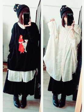 「ドルマンスリーブ」｜「アイテム（シャツワンピース）」を使った、みはるさん（レディース・152cm）の冬コーディネート