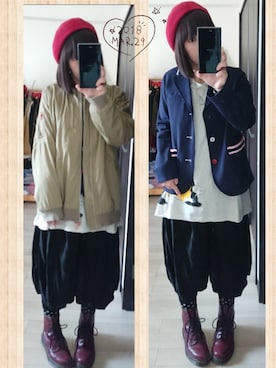 「FRAPBOIS」｜「アイテム（ミリタリージャケット）」を使った、みはるさん（レディース・152cm）の春コーディネート