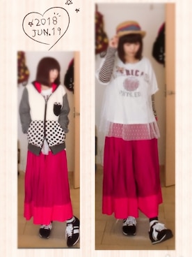 「NIRAME.CO（ニラメッコ）のアイテム（パーカー）」を使った、みはるさん（レディース・152cm）の夏コーディネート