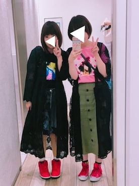 「リメイクデニム」｜「アイテム（スカート）」を使った、みはるさん（レディース・152cm）の夏コーディネート