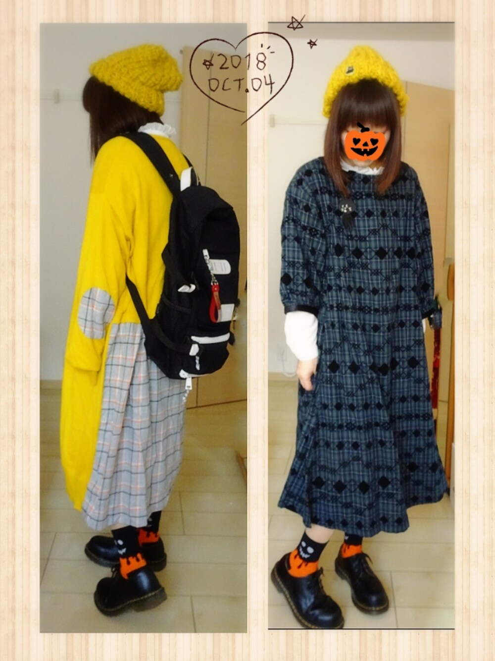 ブラック系のブーツ、グリーン系のワンピース、ホワイト系のシャツ/ブラウスを着用したレディースの秋コーディネートの1枚目の写真