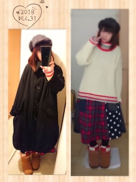 「NIRAME.CO（ニラメッコ）のアイテム（スカート）」を使った、みはるさん（レディース・152cm）の冬コーディネート