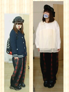 「ブラウス」｜「アイテム（ピーコート）」を使った、みはるさん（レディース・152cm）の冬コーディネート