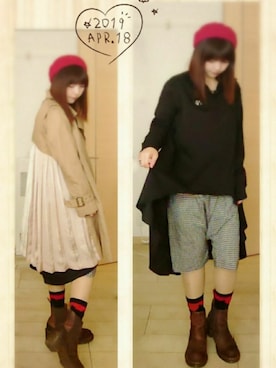 「BLACK COMME des GARÇONS」｜「アイテム（ジャケット/アウター）」を使った、みはるさん（レディース・152cm）の春コーディネート