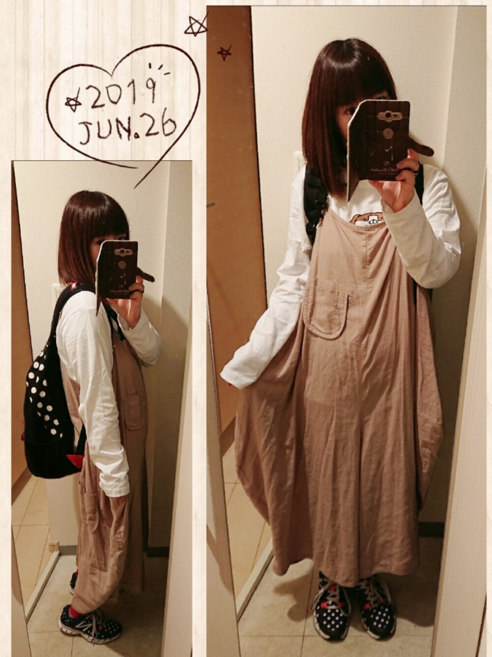 ベージュ系のその他パンツ、ブラック系のスニーカー、ホワイト系のTシャツ/カットソーを着用したレディースの夏コーディネートの1枚目の写真