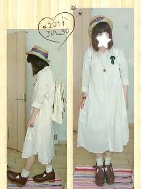 「FRAPBOIS」｜「アイテム（シャツワンピース）」を使った、みはるさん（レディース・152cm）の夏コーディネート