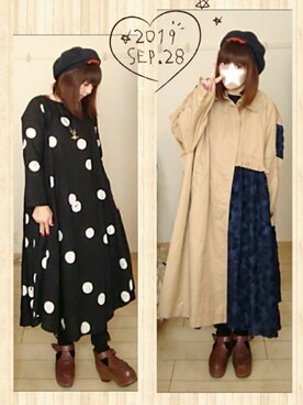 「yuni」｜「アイテム（その他アウター）」を使った、みはるさん（レディース・152cm）の秋コーディネート