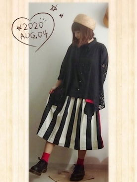 「NIRAME.CO（ニラメッコ）のアイテム（スカート）」を使った、みはるさん（レディース・152cm）の夏コーディネート