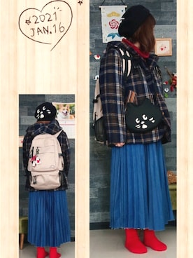 「にゃー」｜「アイテム（その他アウター）」を使った、みはるさん（レディース・152cm）の冬コーディネート