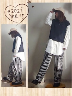 「and R（アンドアール）のアイテム（パンツ）」を使った、みはるさん（レディース・152cm）の春コーディネート