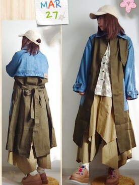 「FRAPBOIS」｜「アイテム（トレンチコート）」を使った、みはるさん（レディース・152cm）の春コーディネート