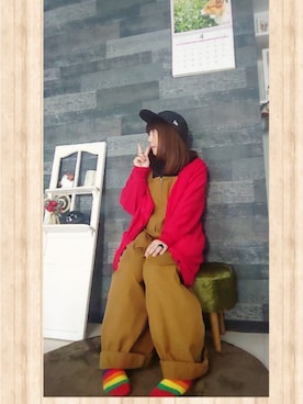 「茶色」｜「アイテム（サロペット/オーバーオール）」を使った、みはるさん（レディース・152cm）の春コーディネート